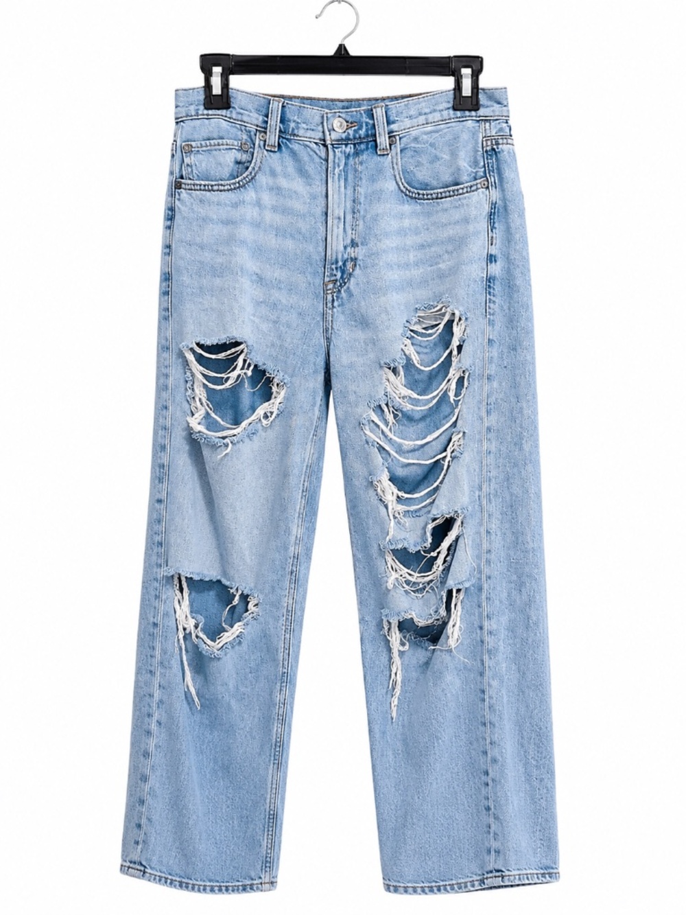 American Eagle Outfitters Light Blue Distressed Wide Leg Jeans